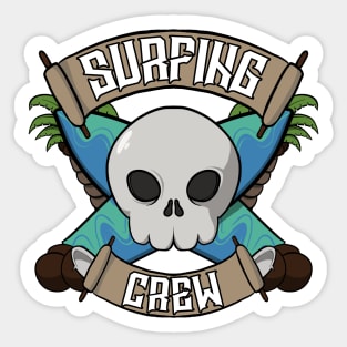 Surfing crew Jolly Roger pirate flag Sticker